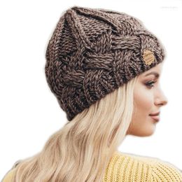 Beanies Beanie/Skull Caps Fashion European Women Hat 2023 Winter Hats For Beanie Pure-Color Curled Coarse Wool Cap Warming Knitted Beanies1