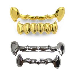 18K Gold Vampire Fang Grillz - Hip Hop dental gold grillz for Rapper Jewelry, Cosplay, and Parties
