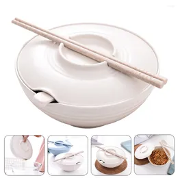 Bowls Instant Noodle Bowl Choptick Spoon Asian Soup Big Japanese Style Ramen Noodles Bamboo Sushi Rice Lid Set