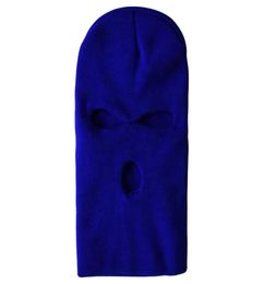 Balaclava 100 Whole Acrylic Blank Dust Proof Cap Three Hole Winter Knitted Girl Ski Mask OEHH3422208