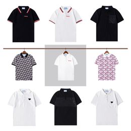 mens polo shirt designer for man fashion focus embroidery snake garter little bees printing pattern clothes tee black and white M-2XL10 Colours