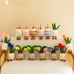 Cute simulation flower potted figurines, creative cakes, plush toys, living room, cute home decorations, gift wholesale