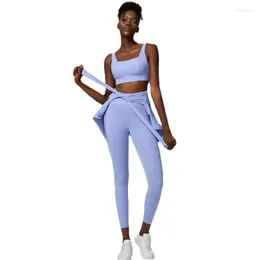 Active Sets 2Pcs Yoga Set Women Fitness Solid Color Stretchy Sports Suit Gym Bras High Waist Leggings Female Breathable Workout Clothes