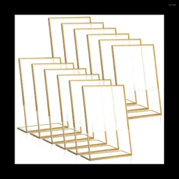 Jewellery Pouches 12PCS Gold Frame Acrylic Sign Holder Wedding Table Number Slanted Menu Double Sided Stand 4X6Inch Vertical