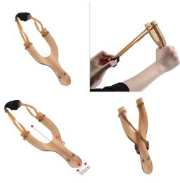 Toys Wooden Material Slingshot Rubber String Fun Traditional Kids Outdoors catapult Interesting Hunting Props Toys 378QH
