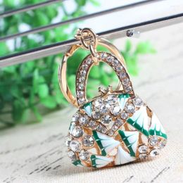 Keychains Fashion Lady Handbag Flower Crystal Charm Purse Car Key Keyring Keychain Party Wedding Birthday Gift