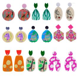 Dangle Earrings FishSheep Korean Acrylic Animal Flower Leaf Painting Drop For Women Girl Irregular Figure Shape Earring Jewelry