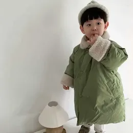 Jackets Korean Style Boys Girls Thickened Jacket Children Clothing Autumn Winter Large Long Padded Casual Fashionable