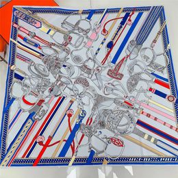 Scarves Melt Print Twill Silk Scarf Women 90CM Square Scarves Wraps Shawl Luxury Brand Hijabs Bandana Handmade Curled Silk Head Scarf 231024