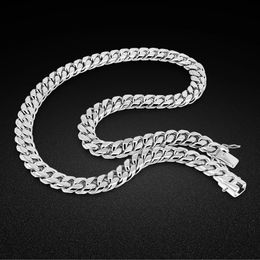 Chokers 12MM Punk 925 Sterling Silver Mens y Necklace Miami Cuban Link Chain On Neck Hip Hop Male Jewellery Gifts 2228 Inch 231025