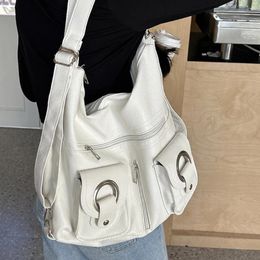 Shoulder Bags Women Vintage Bag Versatile Soft Satchel Multiple Pockets Retro Tote Handbag Top Handle Casual Backpack