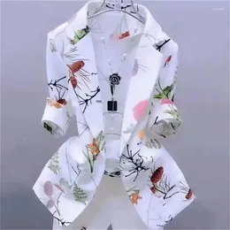 Women's Suits Fashionable Spring/Summer Thin Blazer Coat Casual One Button Print Slim Fit Sunscreen Temperament Women 2023