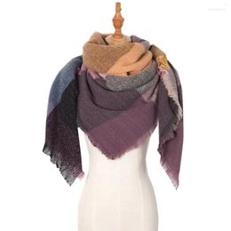 Scarves Hat Scarf Glove Women Fall Winter Tassel Plaid Warm Soft Large Blanket Wrap Shawl