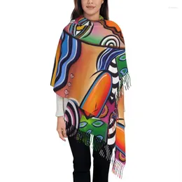 Ethnic Clothing Pablo Picasso Tassel Scarf Women Soft Shawls Wraps Female Winter Fall Scarves