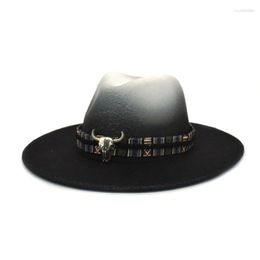 Berets British Fedora Hat Men Women Imitation Woolen Winter Felt Hats Fashion Jazz Fedoras Chapeau Western Cowbo