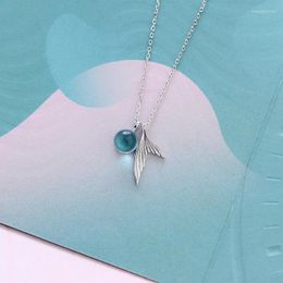 Pendant Necklaces Silver Color Blue Crystal Mermaid Necklace For Women Wedding Birthday Gift Creative Fashion Jewelry