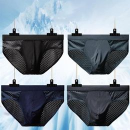 Underpants Men's Ice Silk Mesh Briefs Plus Size Xxxl Polyester Hip Lift Breathable Sexy Panties Mens Lingerie313z