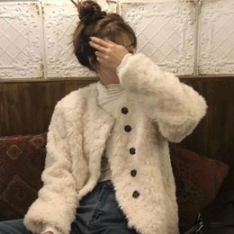 Women's Fur Winter Clothes Women Jackets For Faux Coat Korean Fashion Outerwear Loose Thick Parkas Long Sleeve Top Coats C52