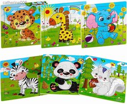 Puzzles 9/16 Jigsaw Puzzles for Kids Ages 2 3 4 5 Toddler Wooden Puzzle Preschool Educational Toys Set Animals Puzzle for Boys and GirlsL231025