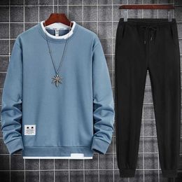 Men's Tracksuits latest fashion sportswear men long sleeve round neck shirt + sweatpants suit pullover sweater top and jogging pants casual wear Q231025