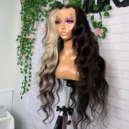 Blonde Highlight Front Wigs For Women Body Wave Brazilian Remy Human Hair HD Transparent Lace Frontal Wig Pre Plucked