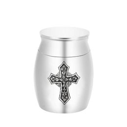 Small Keepsake Urns for Human Ashes Mini Cremation Urn for Ash Aluminum alloy Cross Memorial Ashes Holder 30 x 40mm255S
