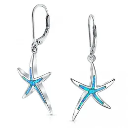 Dangle Earrings Selling 925 Sterling Silver Blue Fire Opal Starfish For Women Gift Jewlry