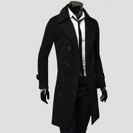 Men s Trench Coats Simple Men Jacket Streetwear Long Coat Turndown Collar Windproof Thick All Match 231025