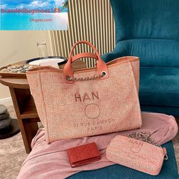 Womens Nylon canvas the tote channel Shopping deauville Beach bag Luxury fashion embroider Man handbags Designer cross body clutch pochette shoulder trave