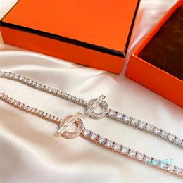 Charm Women Jewellery Gold Bracelet Versatile Cross Bar Mosaic Diamond Design Fashion Simplicity Designer Sparkling