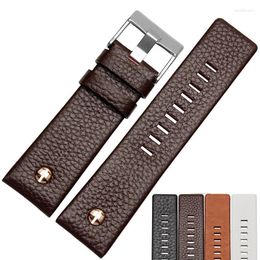 Watch Bands Genuine Leather Watchband For Belt DZ7257 1657 4323 7314 7313 7322 7371 Strap 24 26 27 28 30mm Black Brown Bracelet