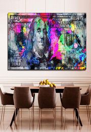 Colorful Dollors Canvas Paintings Graffiti Art For Living Room Modern Money Watercolor Abstract Art Cuadros Posters Home Decor4874698