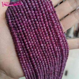 High Quality Natural Rubys Stone 3mm Faceted Round Shape Gem Loose Spacer Beads Bracelet Necklace Jewelry Accessory 38cm b142234C