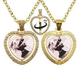 Pendant Necklaces Cute Anime Character Japanese BanG Dream Glass Cabochon 360 Degree Rotating Heart Shaped Necklace Girl Gift Jewelr