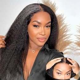 13x4 transparent lace front wig brazilian human hair kinky straight 360 full hd lace wig pre plucked with baby hair for black women