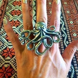 Cluster Rings Antique Opening Adjustable Big Animal For Women Men Octopus Elephant Butterfly Charm Ring Punk Accessories Aesthetic228F