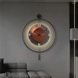 Wall Clocks Watch Clock Hanging Living Room Punch-free Pasted High-grade Decorative TV Mute Grid