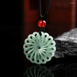 Pendant Necklaces Natural Jade Wheel With Beautiful Rope Chain Necklace For Man And Women Fengshui Fortune WheelGeomantic Amulet Talisman