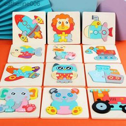 Puzzles 3D Jigsaw Puzzle Montessori Educational Toys Wooden Animal Puzzles for kids 2 3 4 years oldL231025