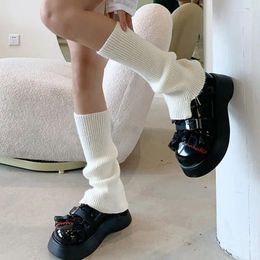 Women Socks Women's Leg Warmer Lolita Long Knitted Warm White Black Arm Ladies Autumn Winter Irregular Pile Sock Covers