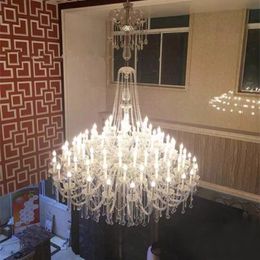 European Style Candle crystal pendant double floor living room lamps and lanterns simple restaurant Hotel Moderno villa project light