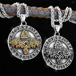 Pendant Necklaces Retro Viking Odin's Wolf Necklace Men Norse Mythology Vintage Runes Pendants Talisman Holder Jewellery Gifts