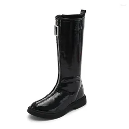 Boots Fashion Children'S Autumn Winter High Leather 2023 Big Kids Shoes For Girl Plush Warm 3 4 5 6 7 8 9 10 11 12 Years