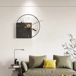 Wall Clocks Living Room Clock Decoration Art Round Unique Home Pieces Modern Black Kitchen Battery Nordic Wanduhr Decor