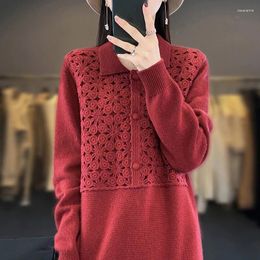 Casual Dresses Longer For Women Cashmere And Wool Knit Jumpers Shirt Style Pullovers Fashion Winter NJ01 2023