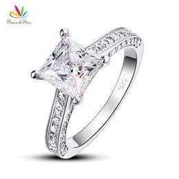 Peacock Star 925 Sterling Silver Wedding Anniversary Engagement Ring 1 5 Ct Princess Cut Jewelry CFR8009 Y0723241i