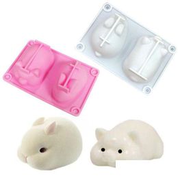 Baking Moulds 3D Diy Rabbit And Pig Sile Cake Molds Baking Tools Fondant Mods For Family Party Decoration Drop Delivery Dhuoh