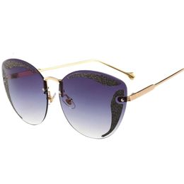 Miumius Sunglasses Style Classic Design FashionNew Frameless Cat's Eye Sunglasses With Colourful Stickers Miao Family's Fashionable Lead The Fashion