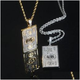 Pendant Necklaces Bling Cz 100 Dollars Pendants Necklace Hip Hop Woman Men Iced Out Jewellery Fashion Cool Punk Drop Ship Delivery Ot7Vt