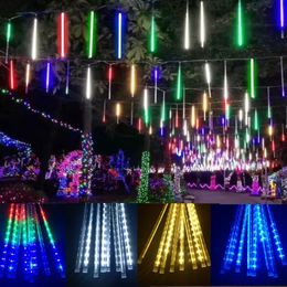 Party Decoration Christmas Decorations 8 tube meteor shower LED string lights garden decoration home outdoor fairy New Year 231025